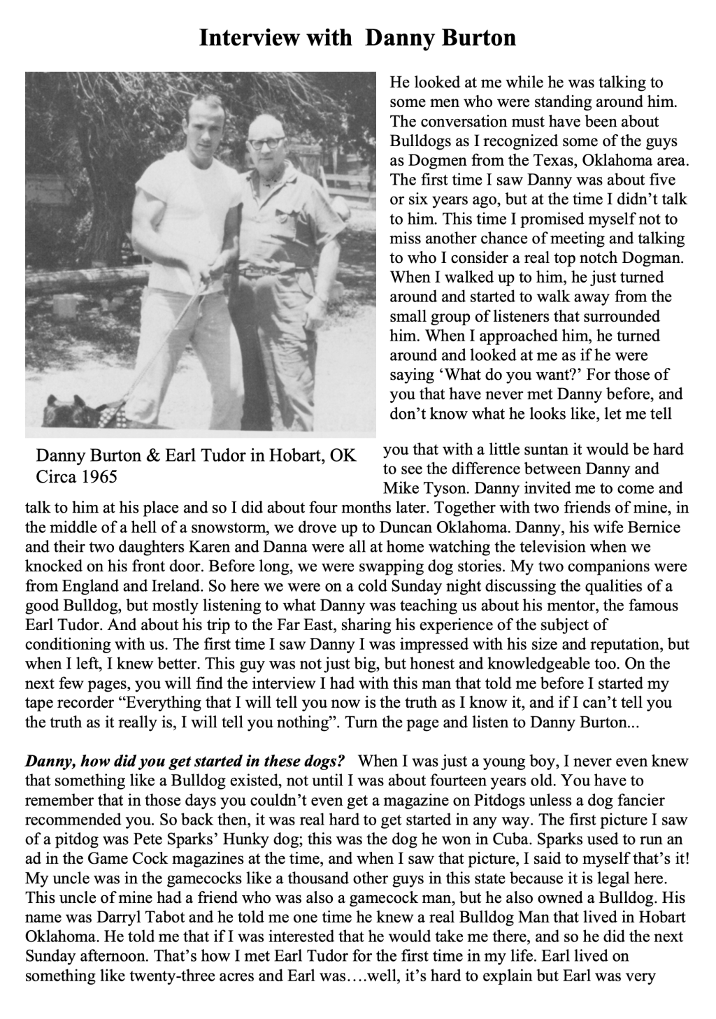 Interview with Danny Burton (Articles are for HISTORIC PURPOSES ONLY!)